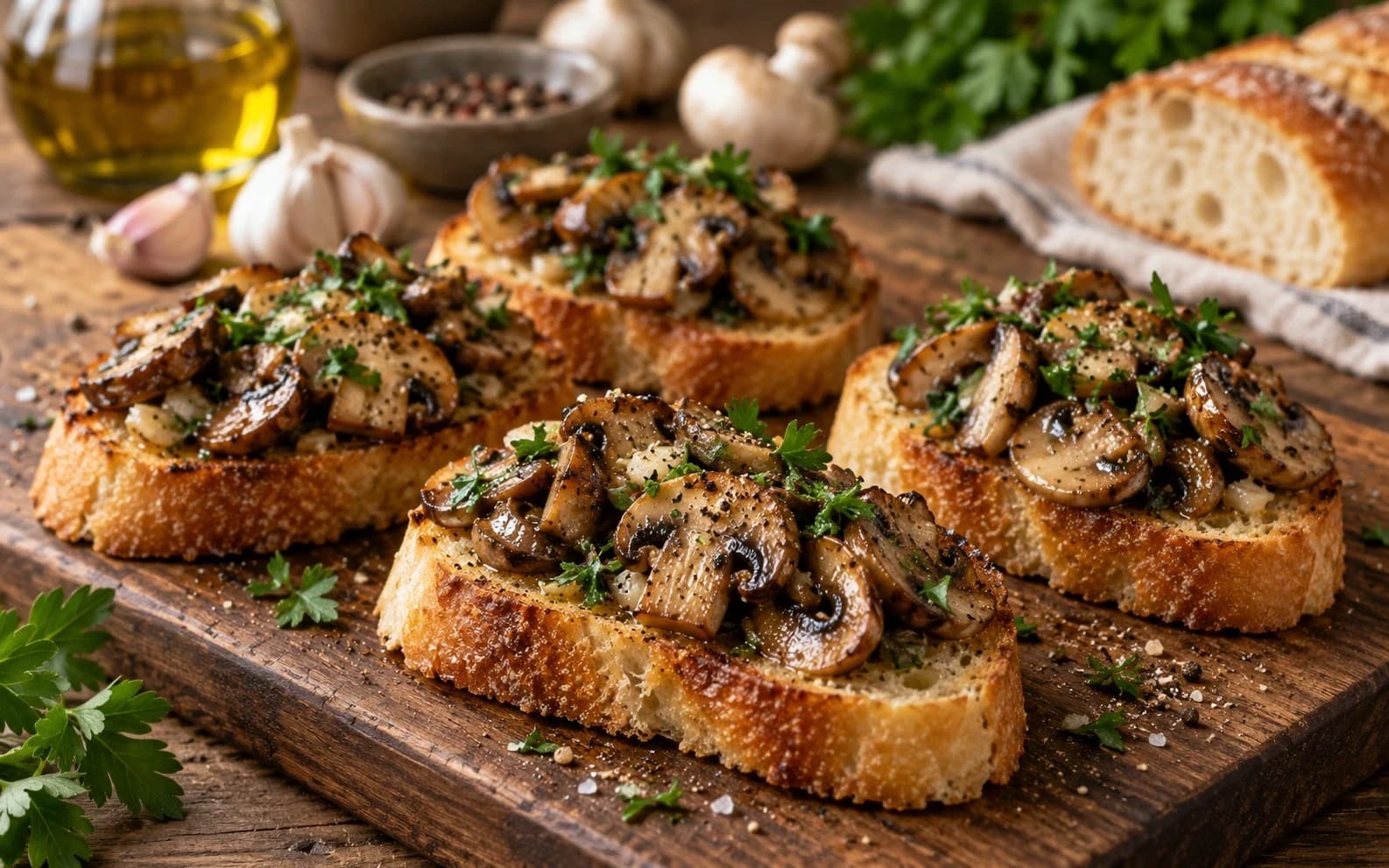 Брускетта с грибами