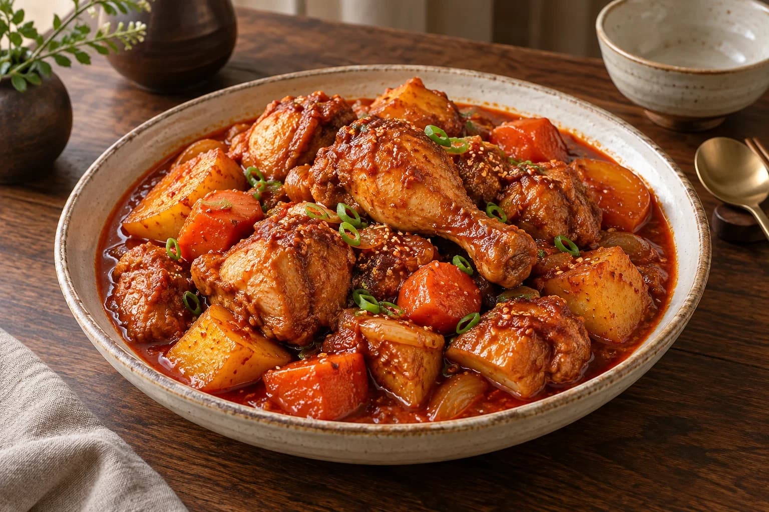 Дакпоккымтан — острая курица с картофелем