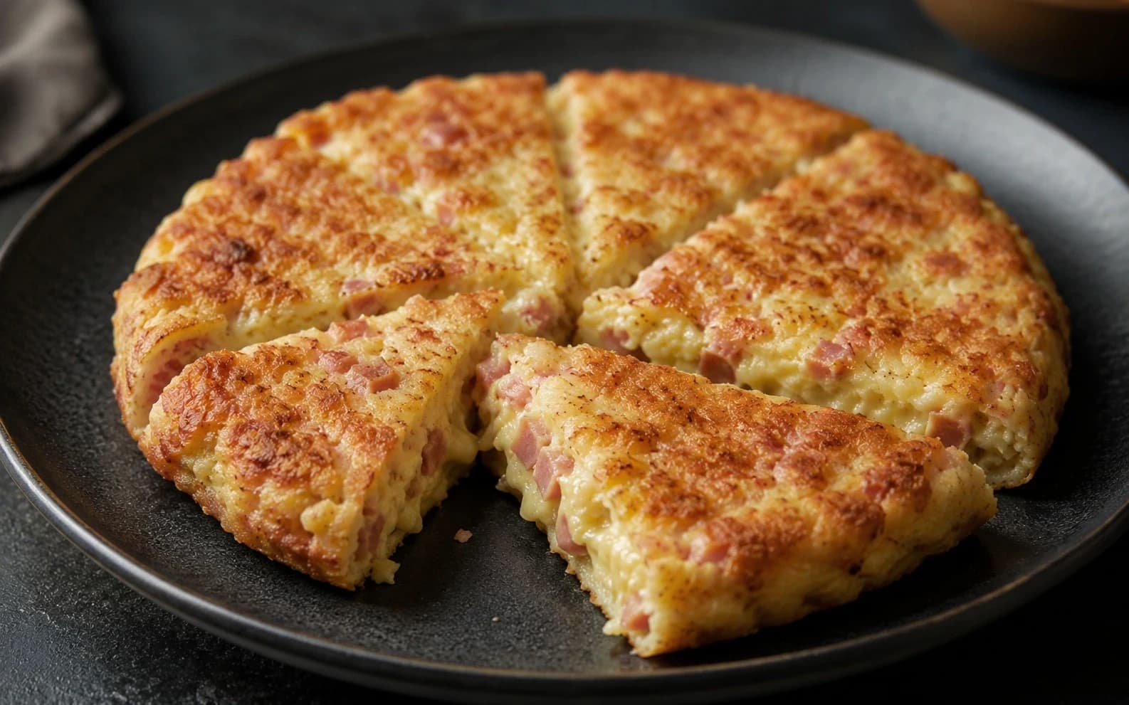 Творожная лепёшка с ветчиной и сыром