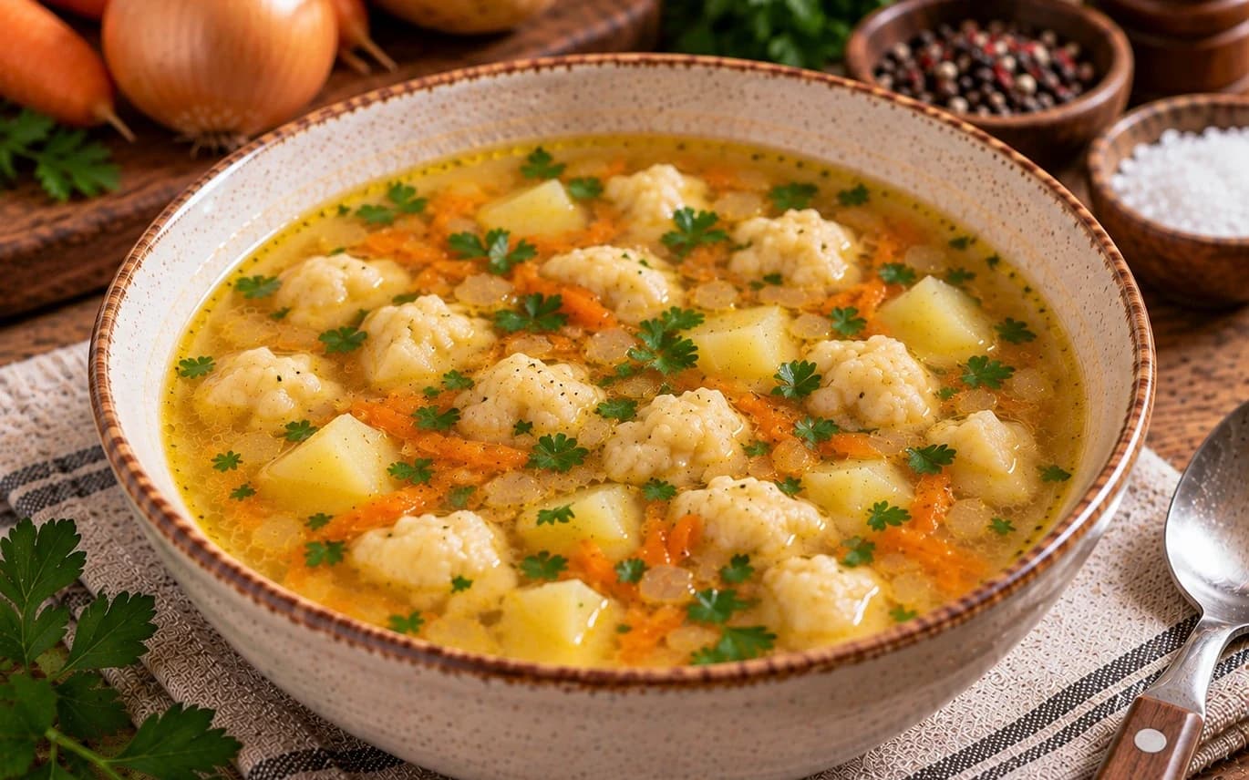 Домашний суп с клёцками