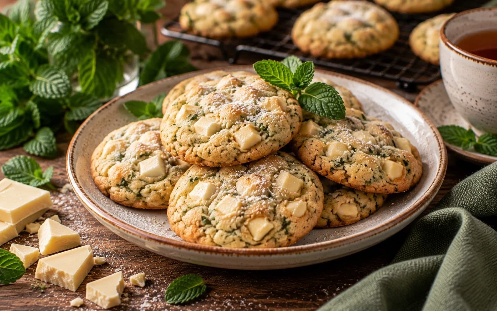 Мятное печенье с кусочками белого шоколада