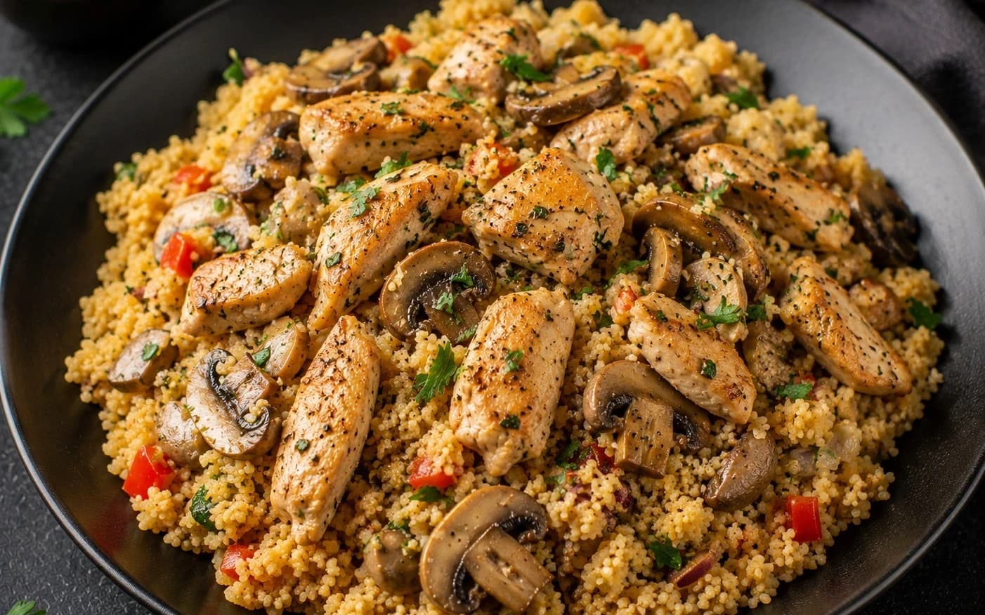 Кускус с курицей и грибами
