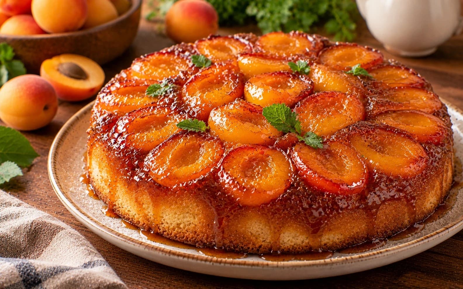 Пирог-перевёртыш с абрикосами и карамелью