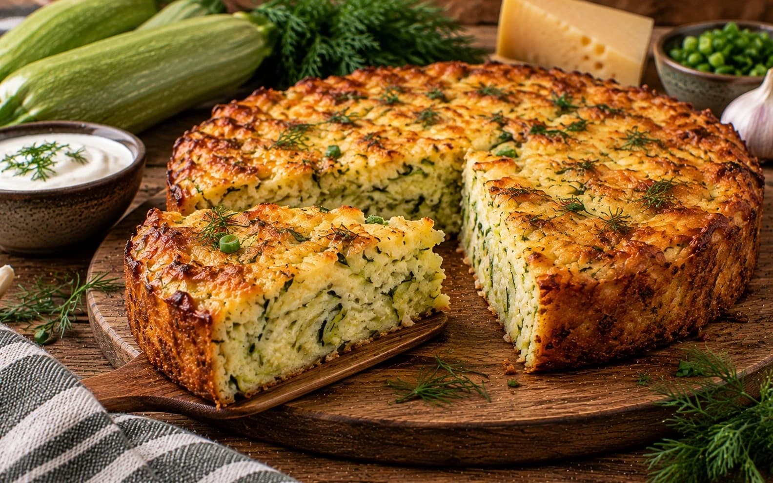 Пирог из кабачков с сыром и зеленью