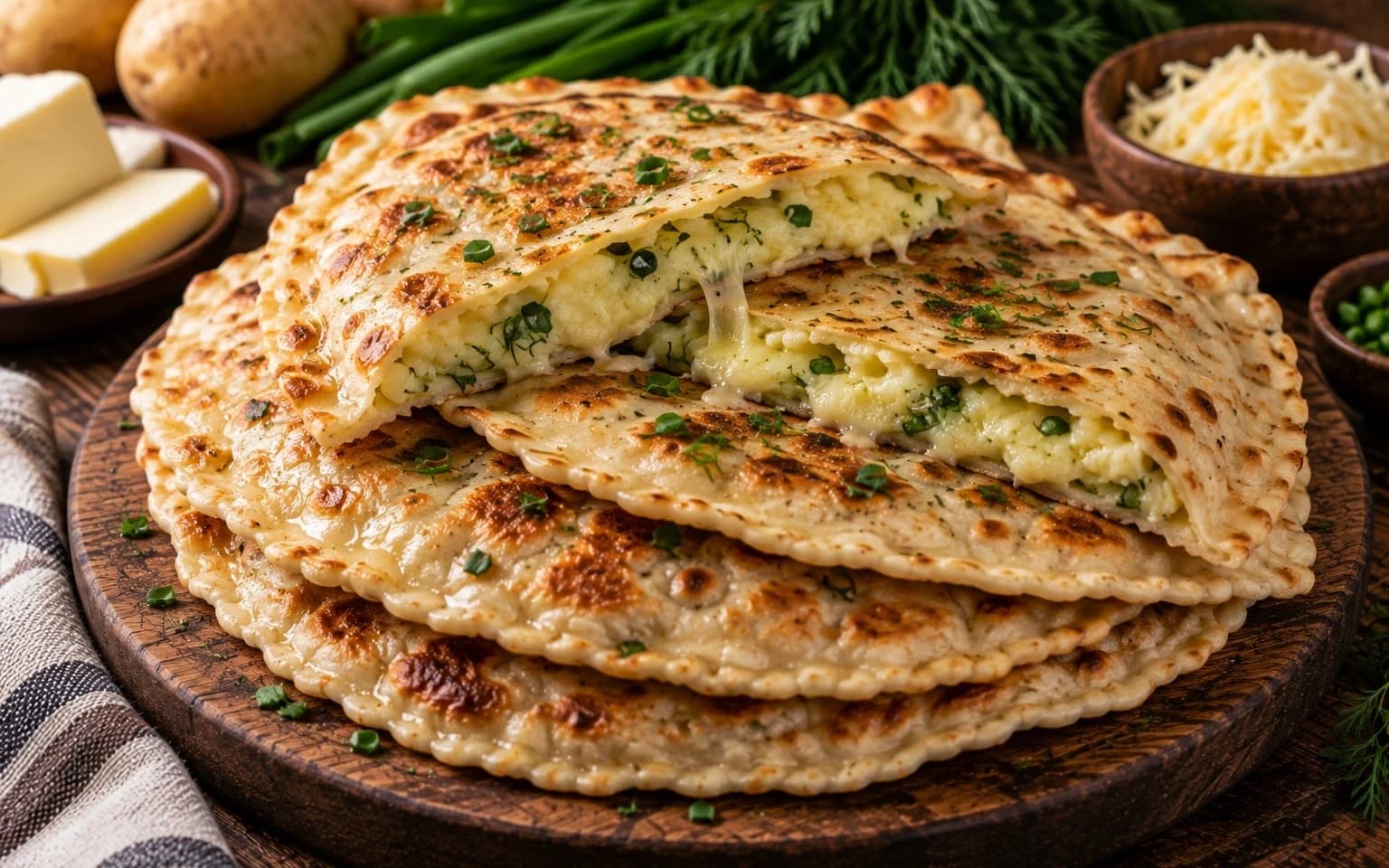 Кутабы с картофелем и сыром
