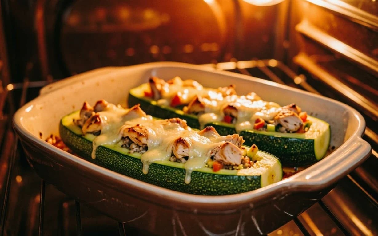 Лодочки из кабачков с курицей