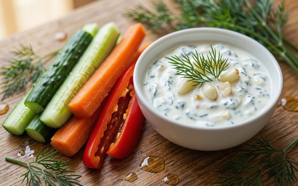 Овощные палочки с йогуртовым соусом
