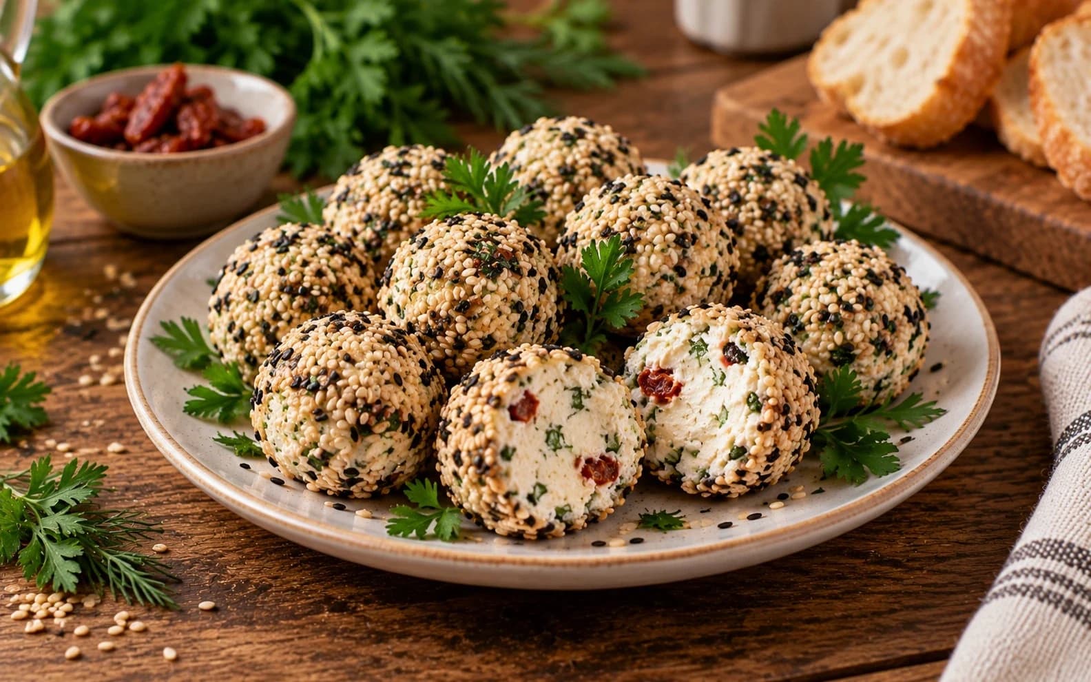 Сырные шарики в кунжуте