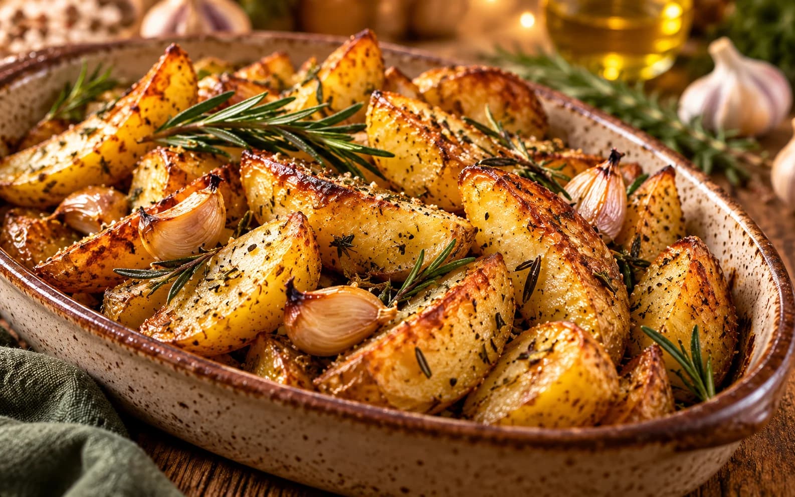 Картофель с чесноком и розмарином в духовке