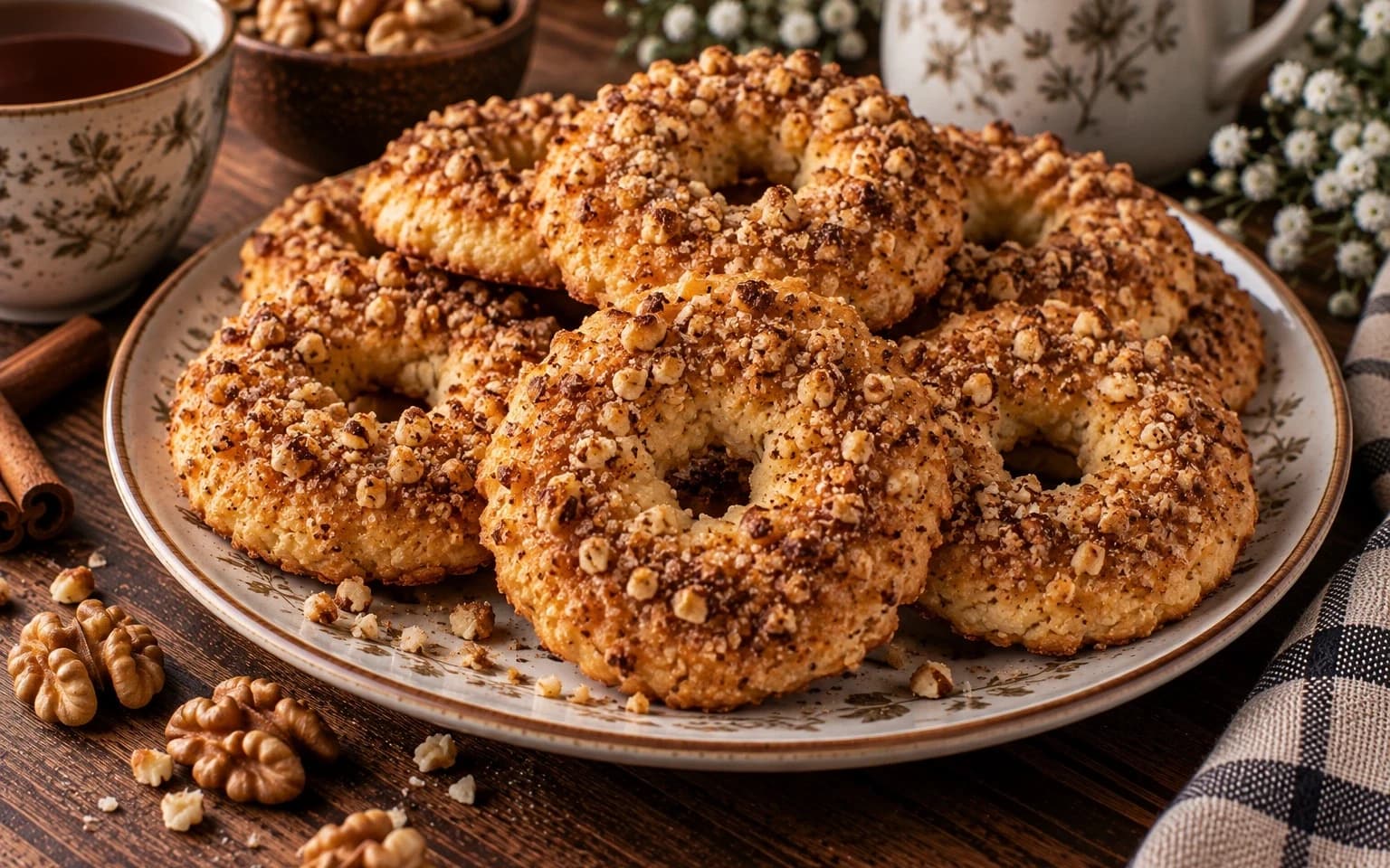 Песочные кольца с орехами