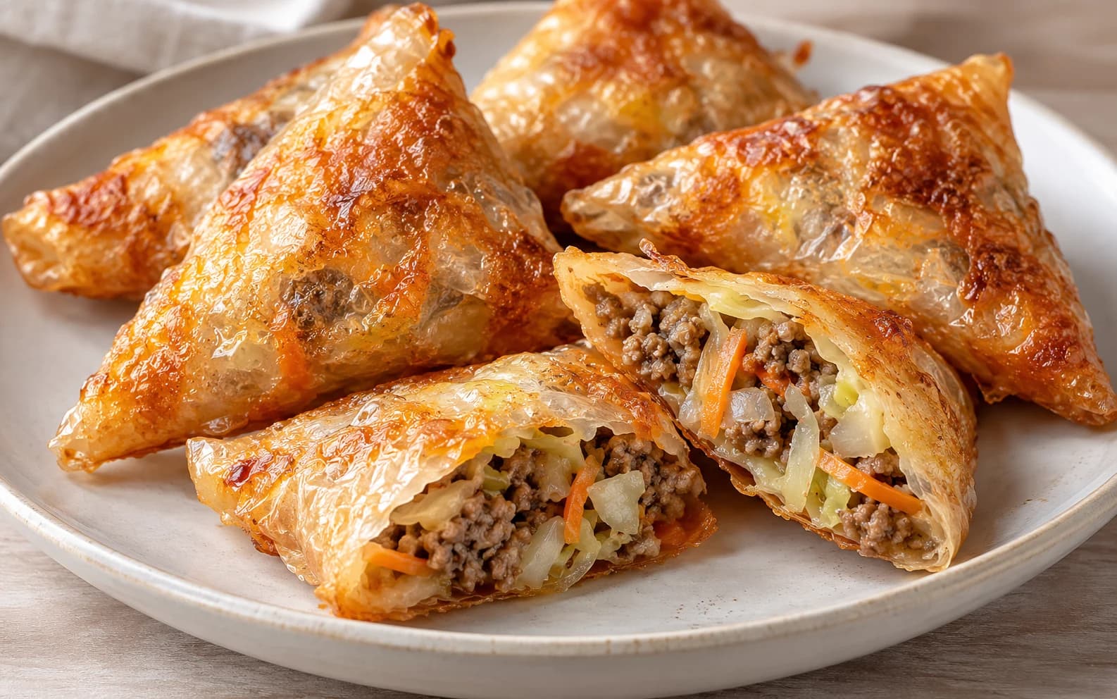 Хрустящие пирожки из рисовой бумаги с фаршем