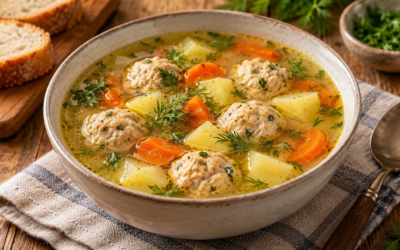 Куриный суп с фрикадельками