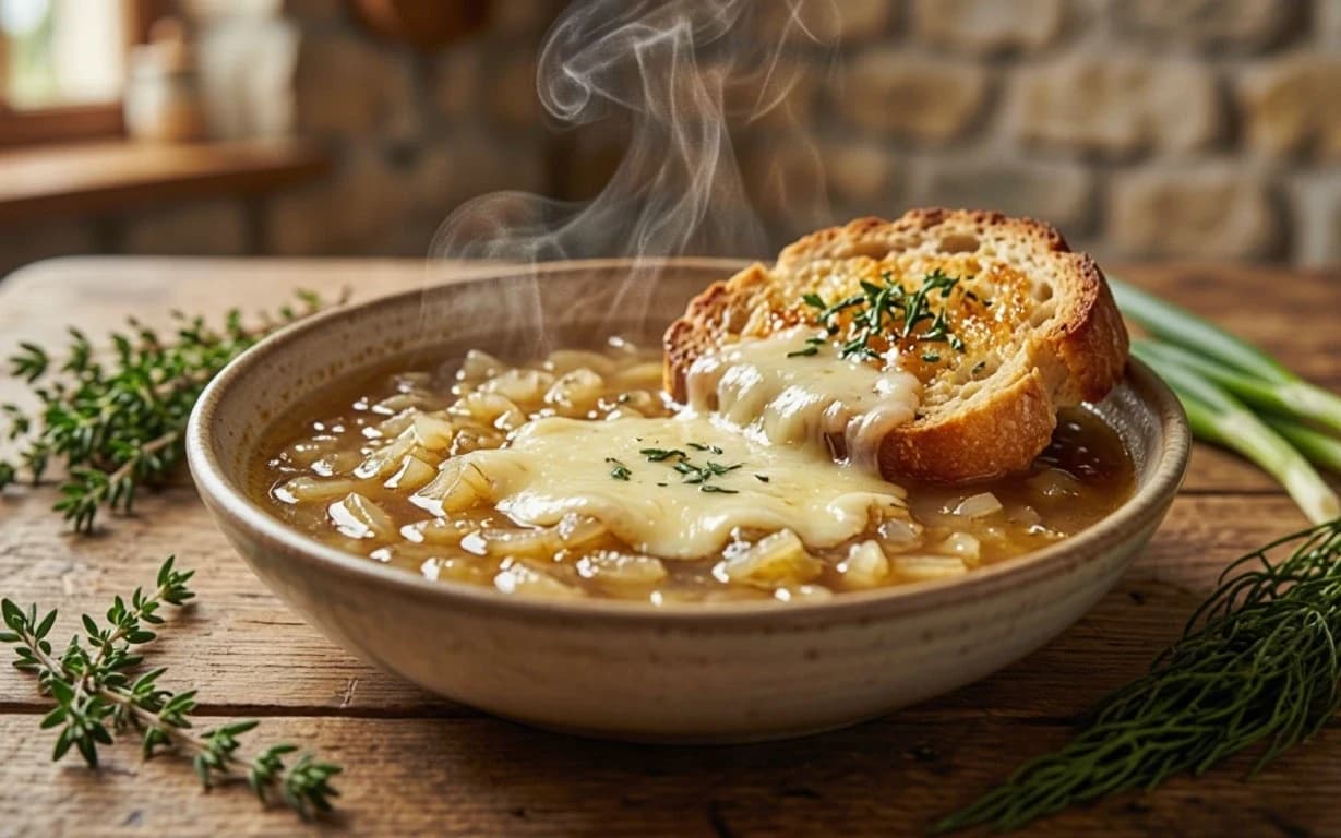Французский луковый суп с гренками