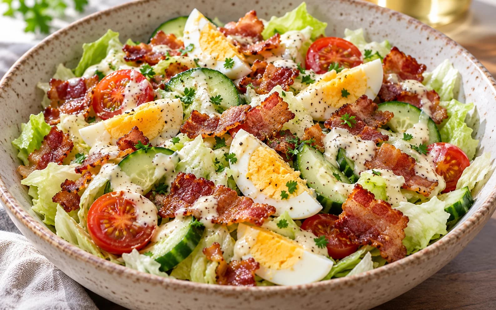 Салат с беконом и яйцом