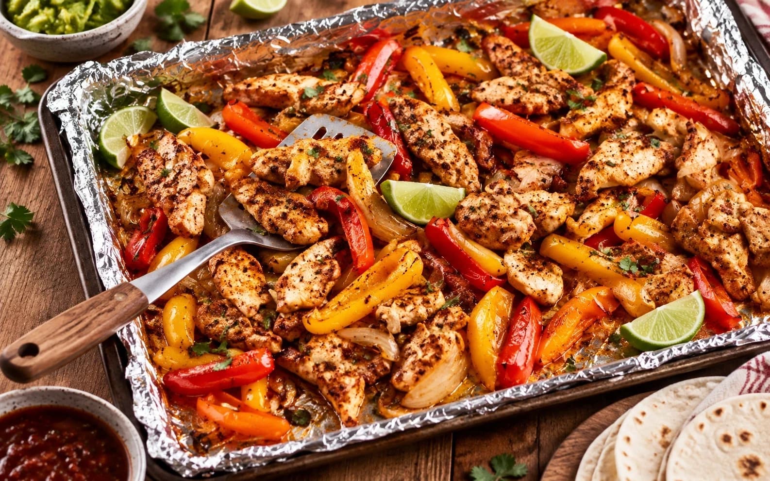 Фахитас с курицей и овощами в духовке
