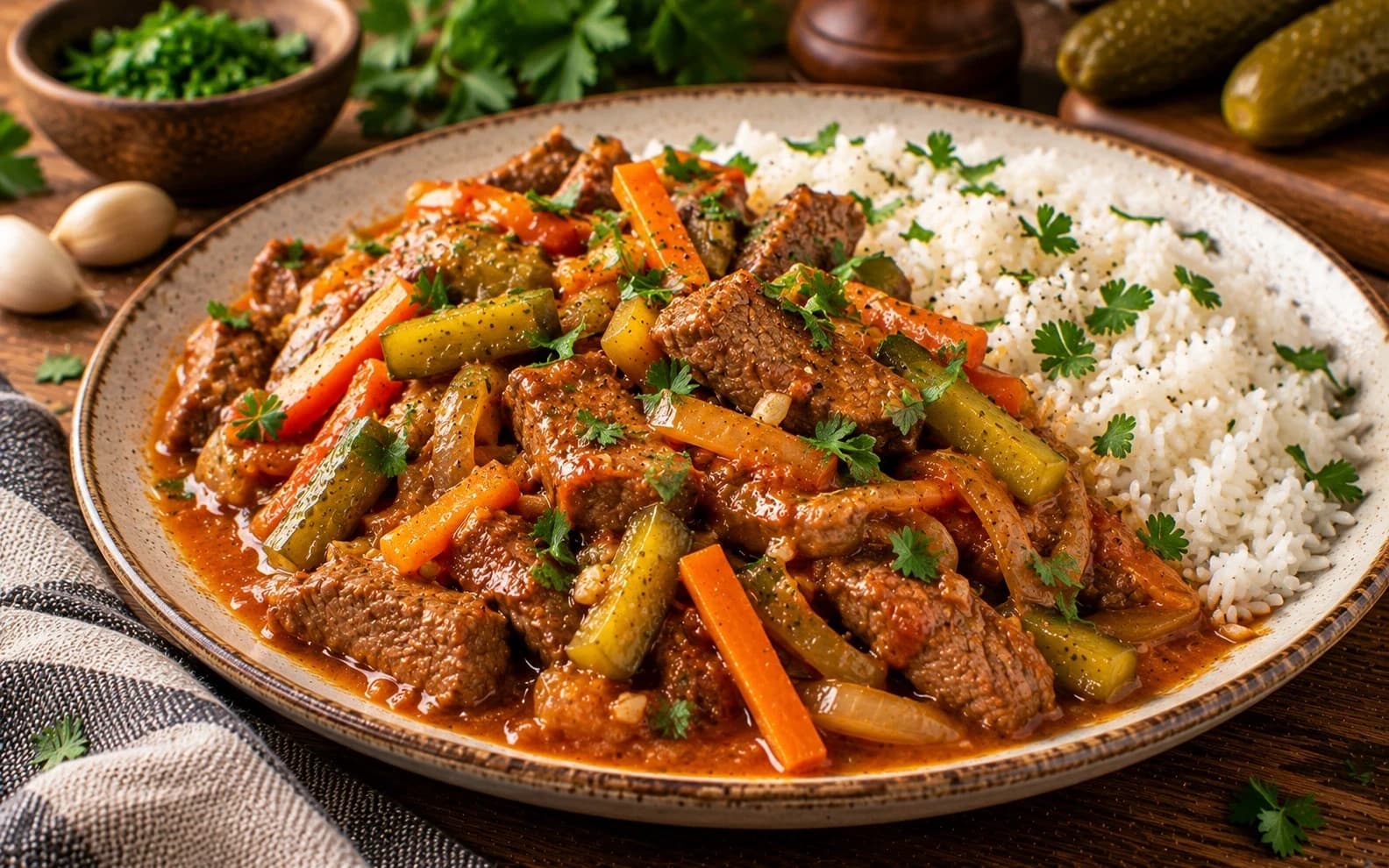 Азу по-татарски с рисом