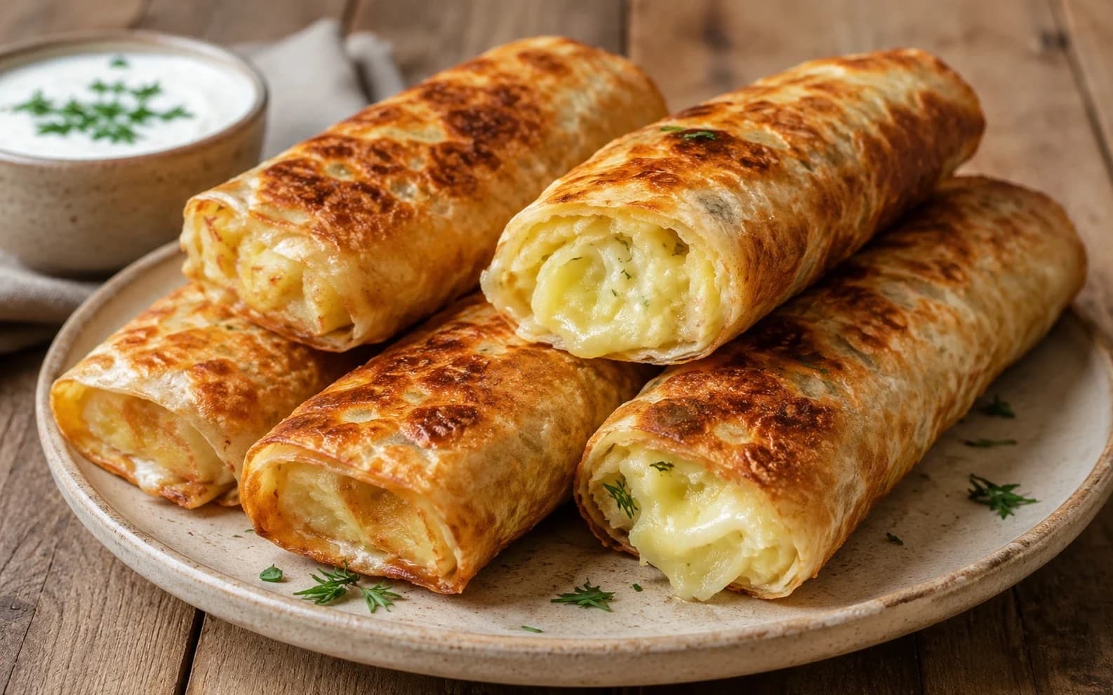Трубочки из лаваша с картошкой и сыром