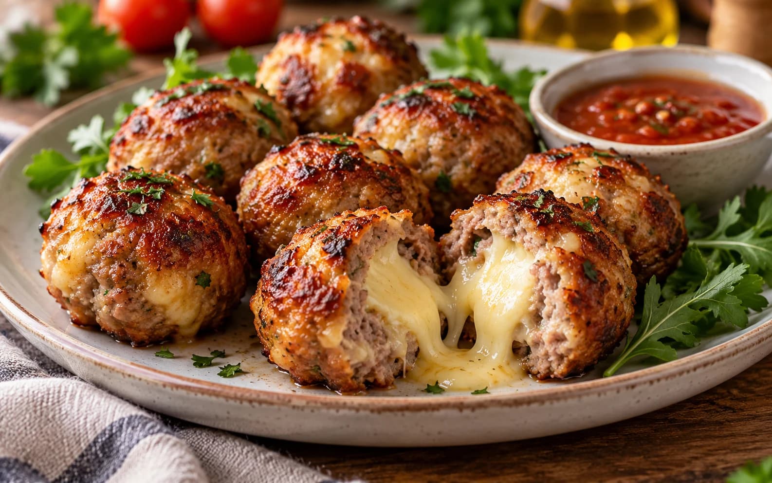 Мясные шарики с сыром в аэрогриле