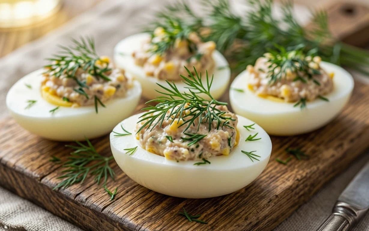 Яйца фаршированные тунцом