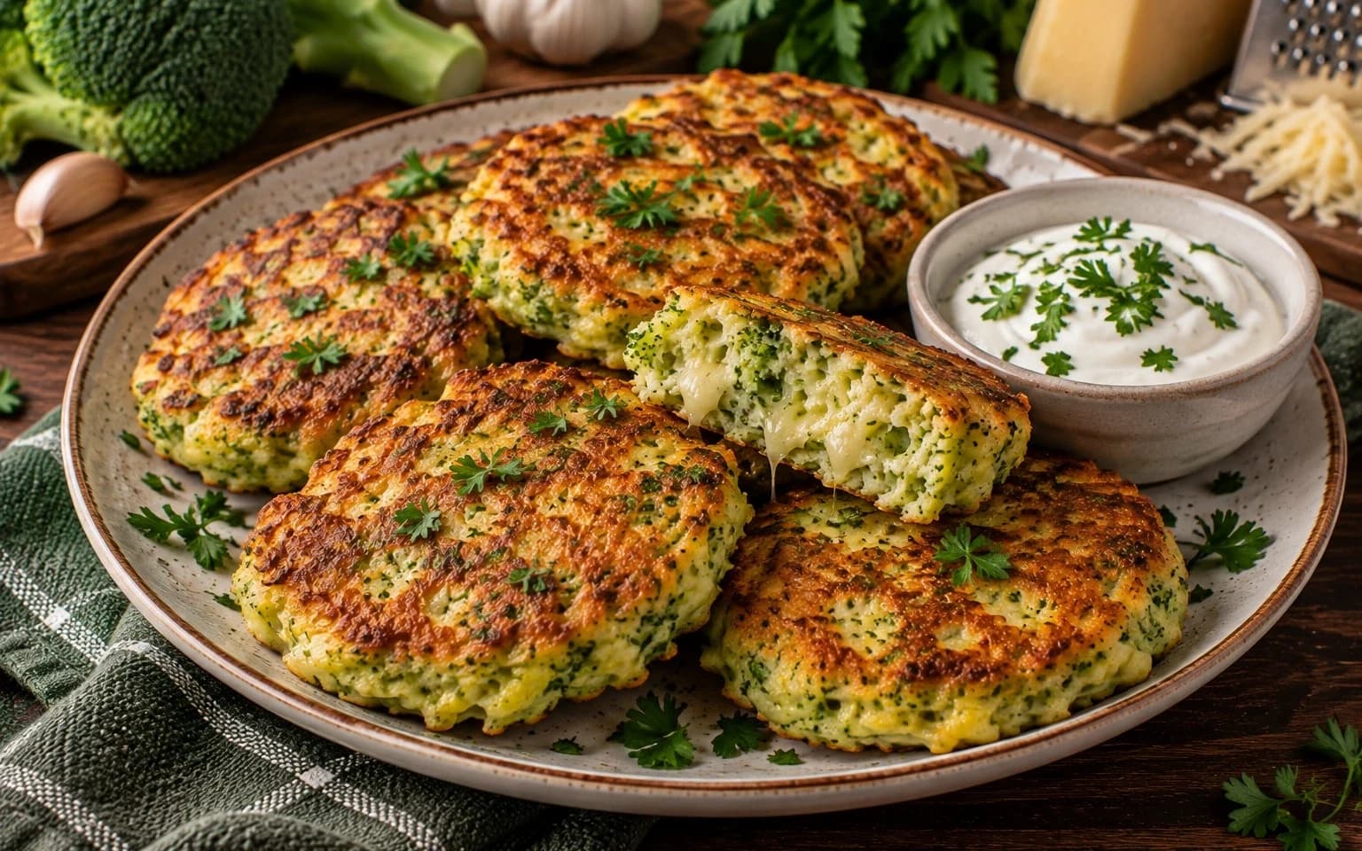 Оладьи из брокколи с сыром