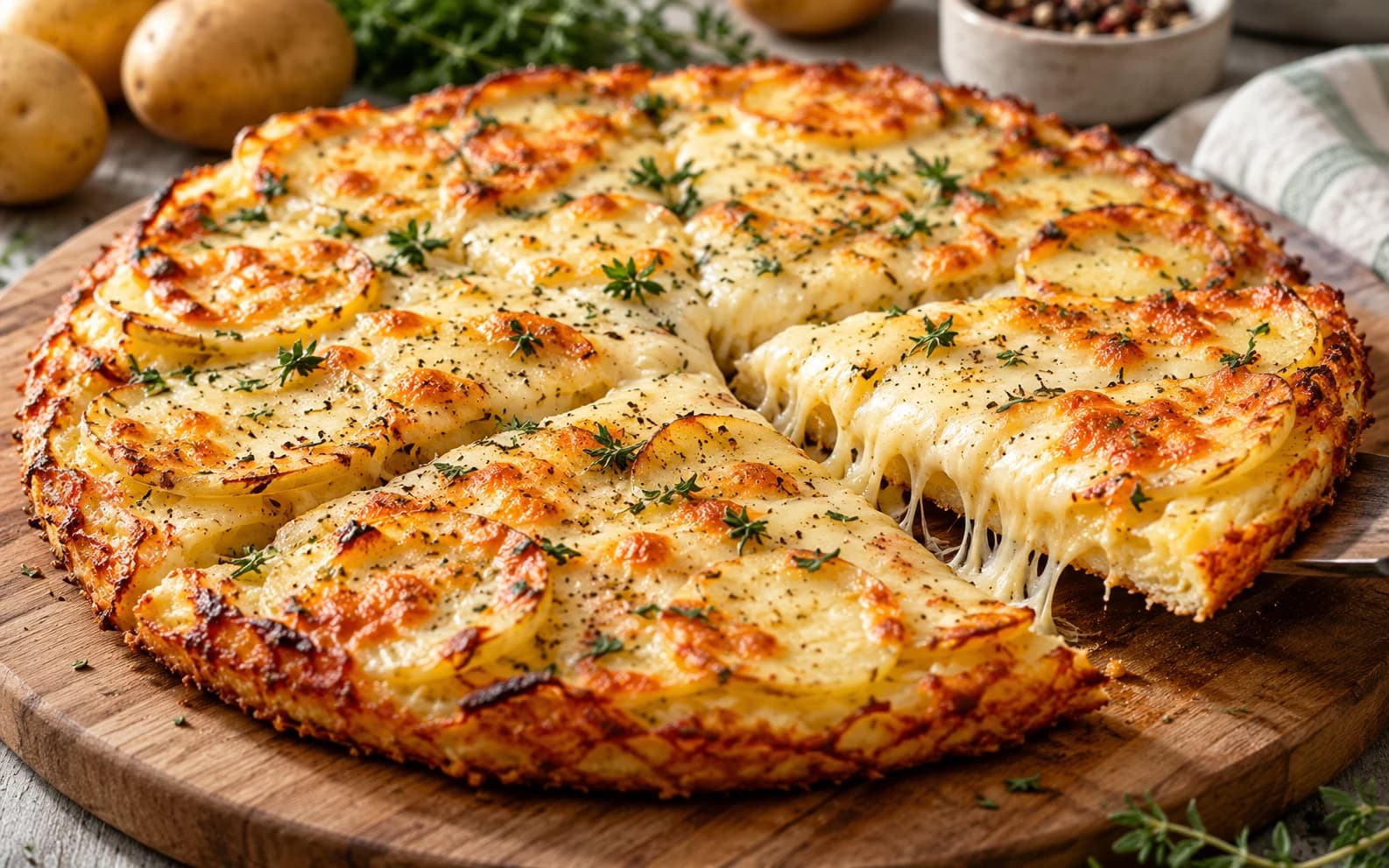 Картофельная пицца с сыром в аэрогриле