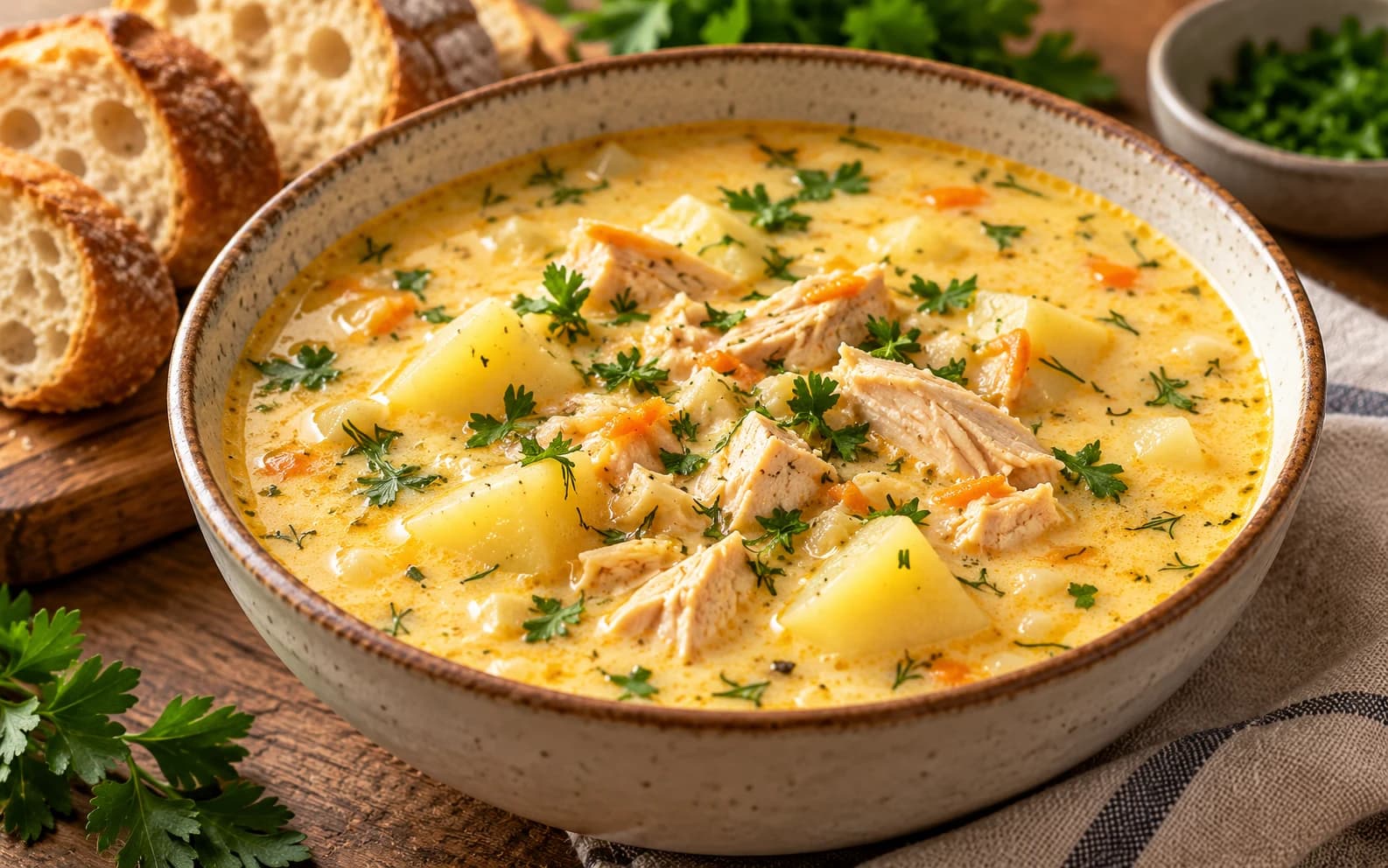 Сырный суп с курицей и плавленым сыром