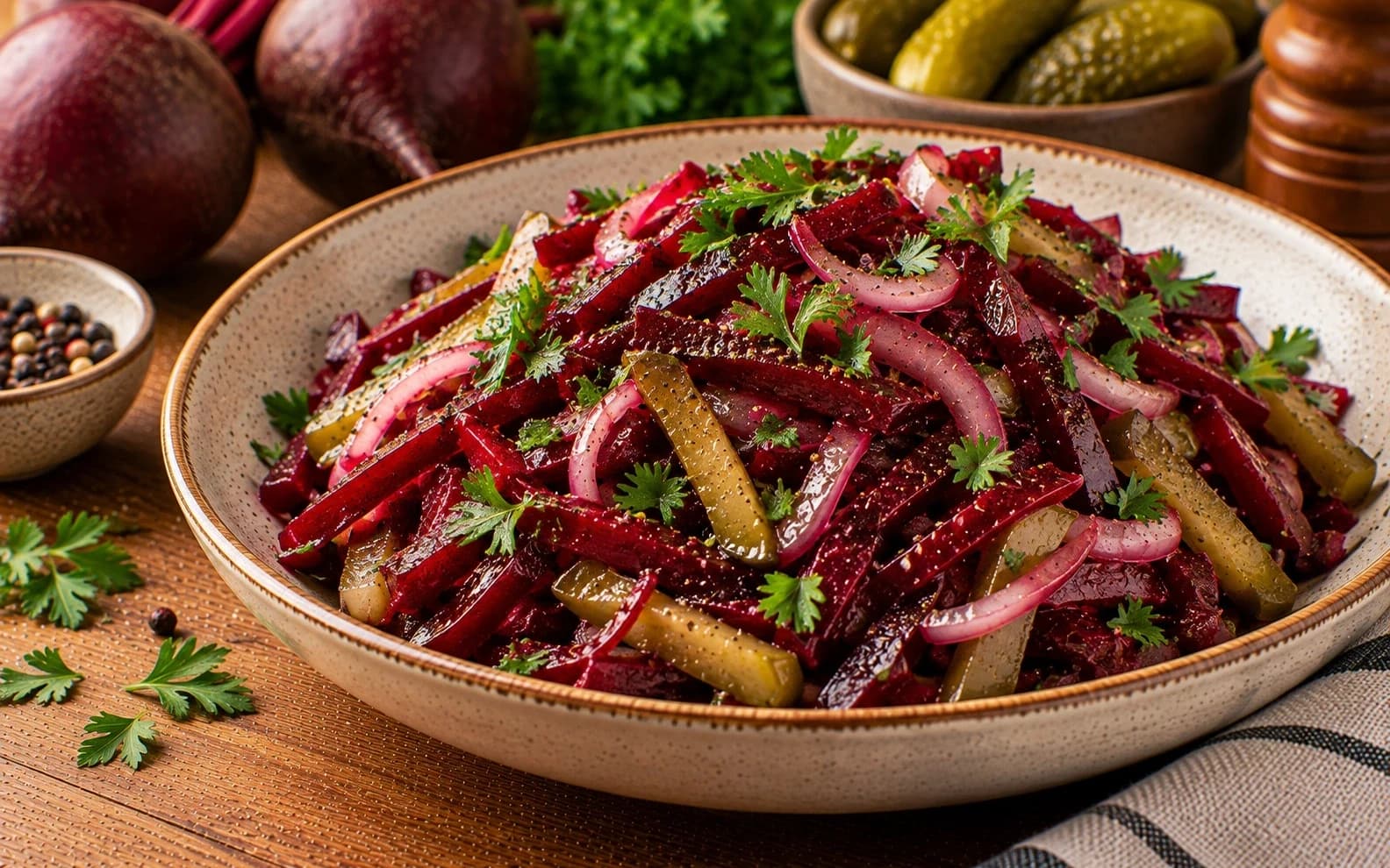 Салат из свёклы с солёными огурцами