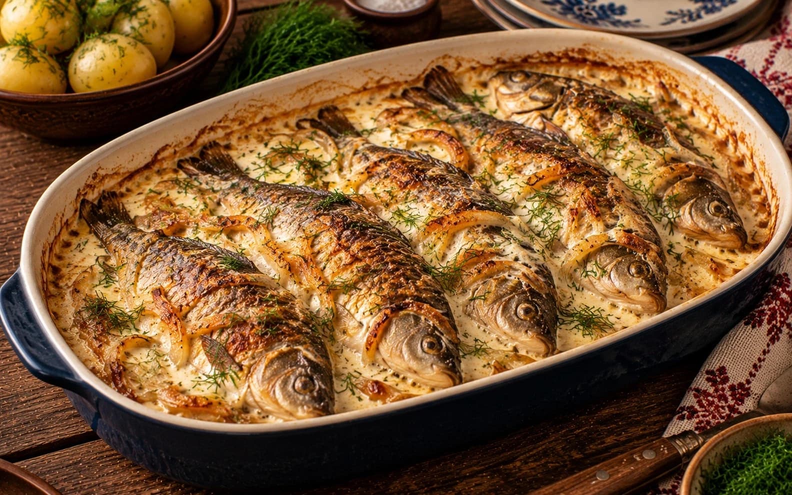 Караси в сметане по-Чеховски