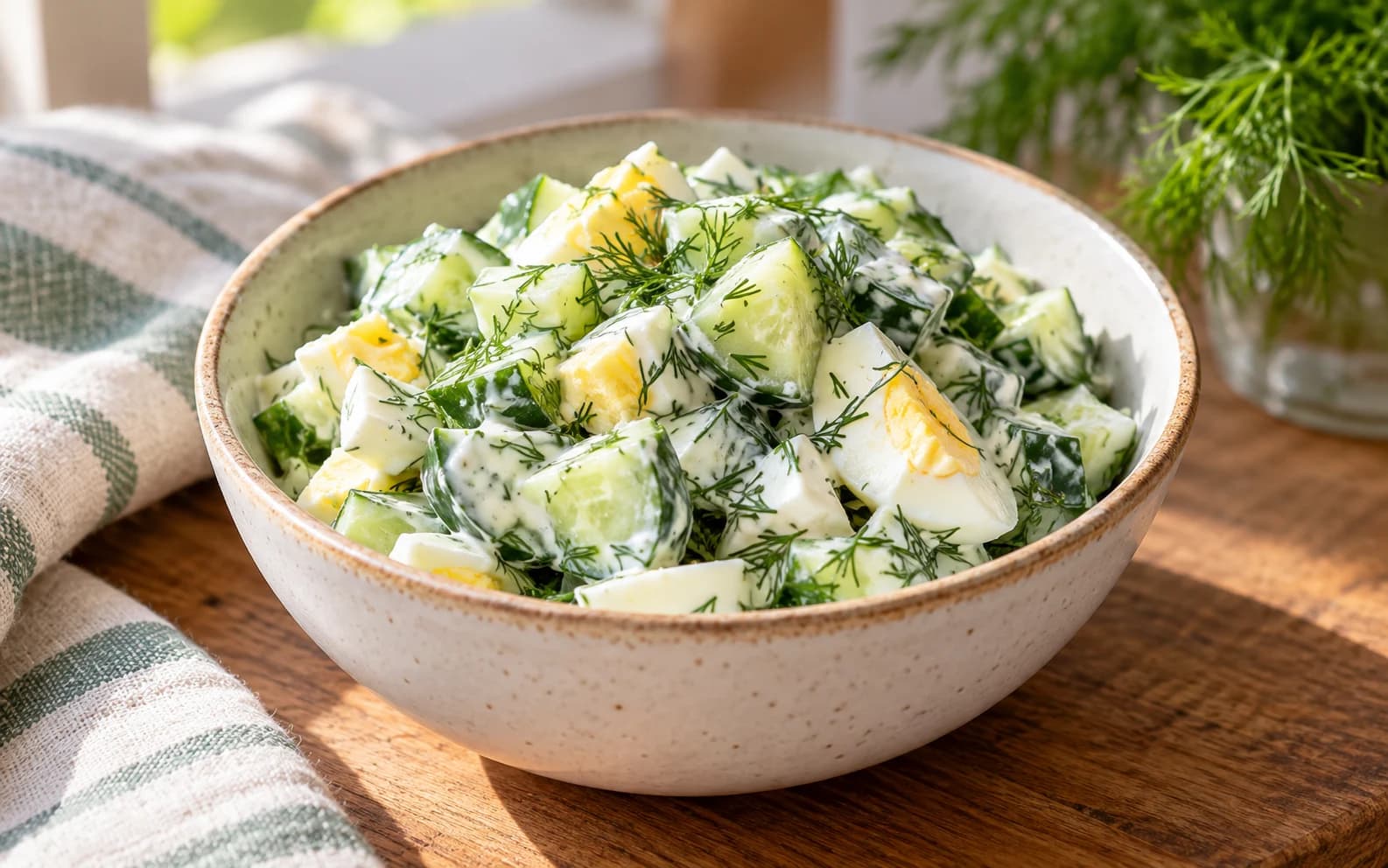 Салат из огурцов с яйцом и укропом