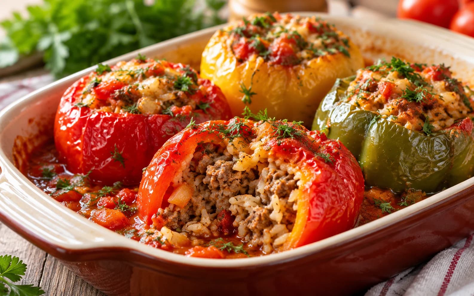 Фаршированный перец с мясом и рисом