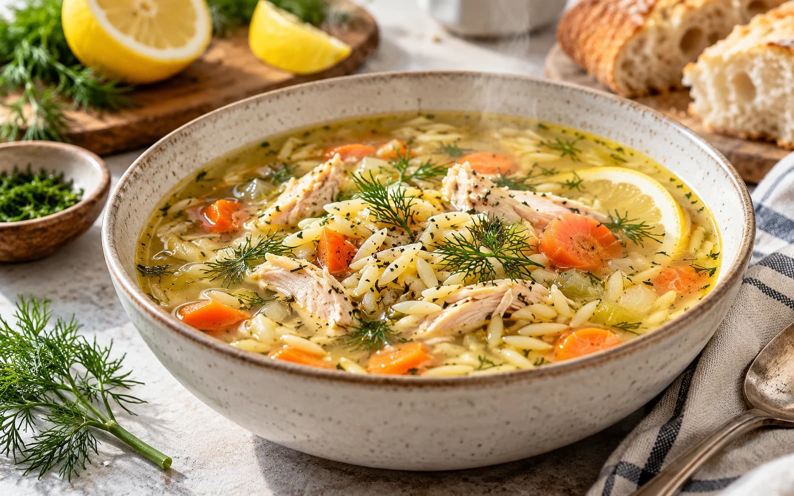 Лимонный куриный суп с орзо