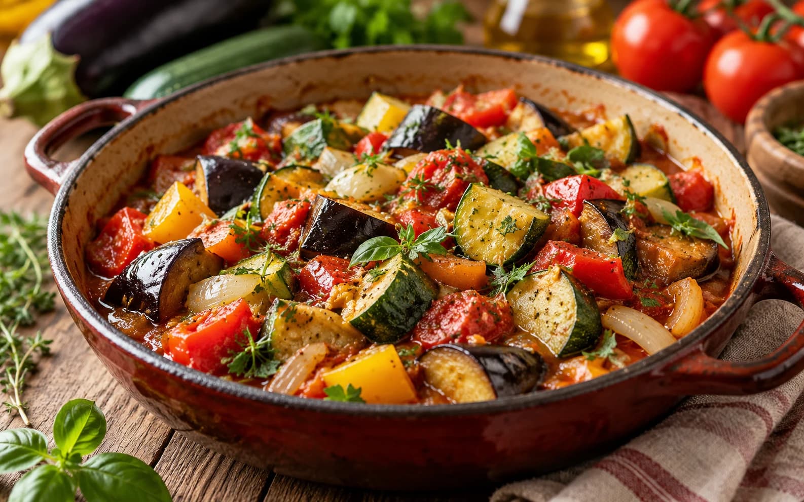 Овощное рагу с баклажанами и цукини