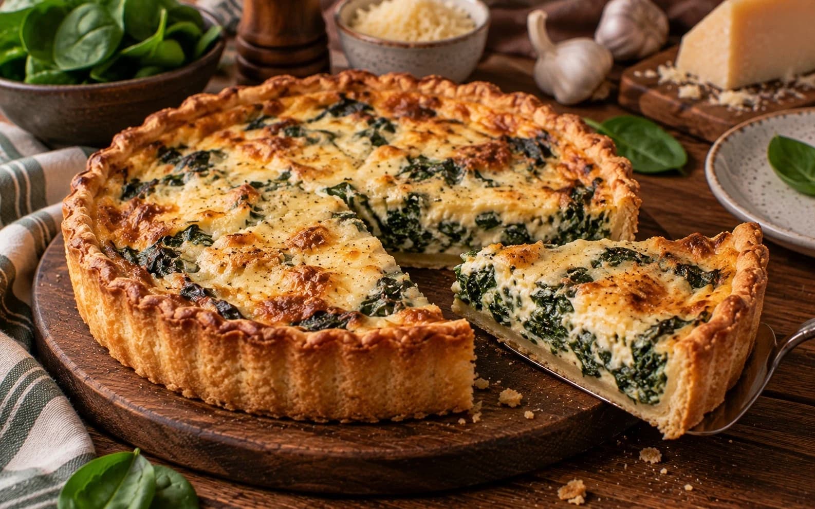 Киш со шпинатом и сыром