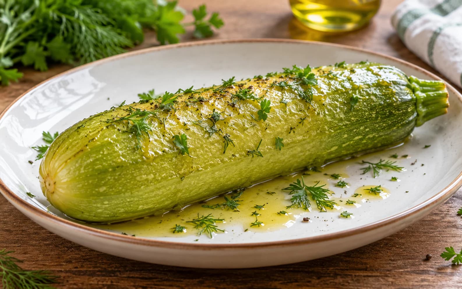 Целый отварной кабачок