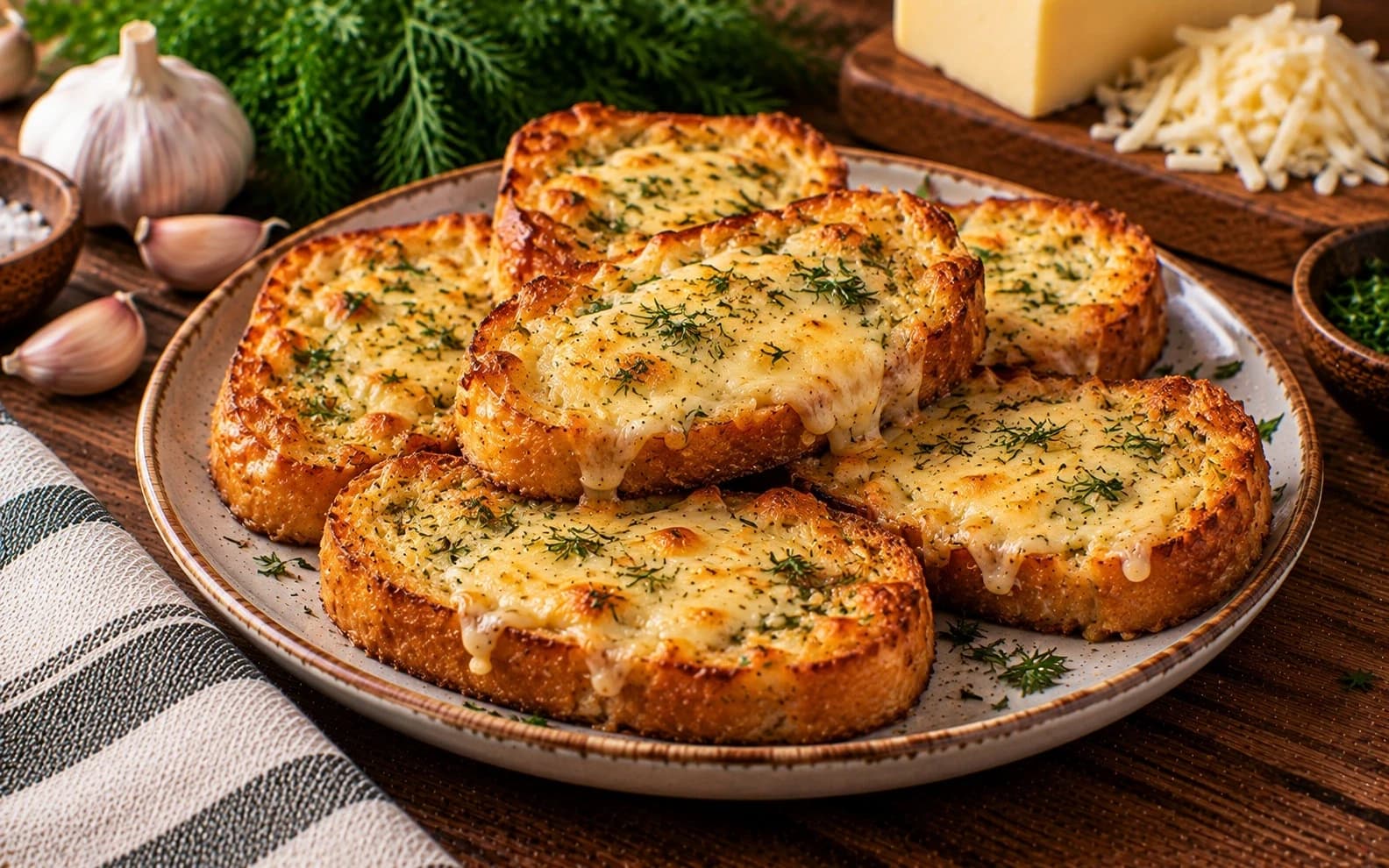 Гренки с чесноком и сыром