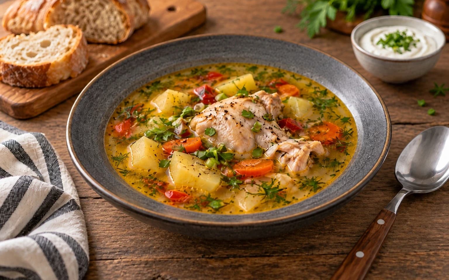Куриный шулюм с картофелем и томатами