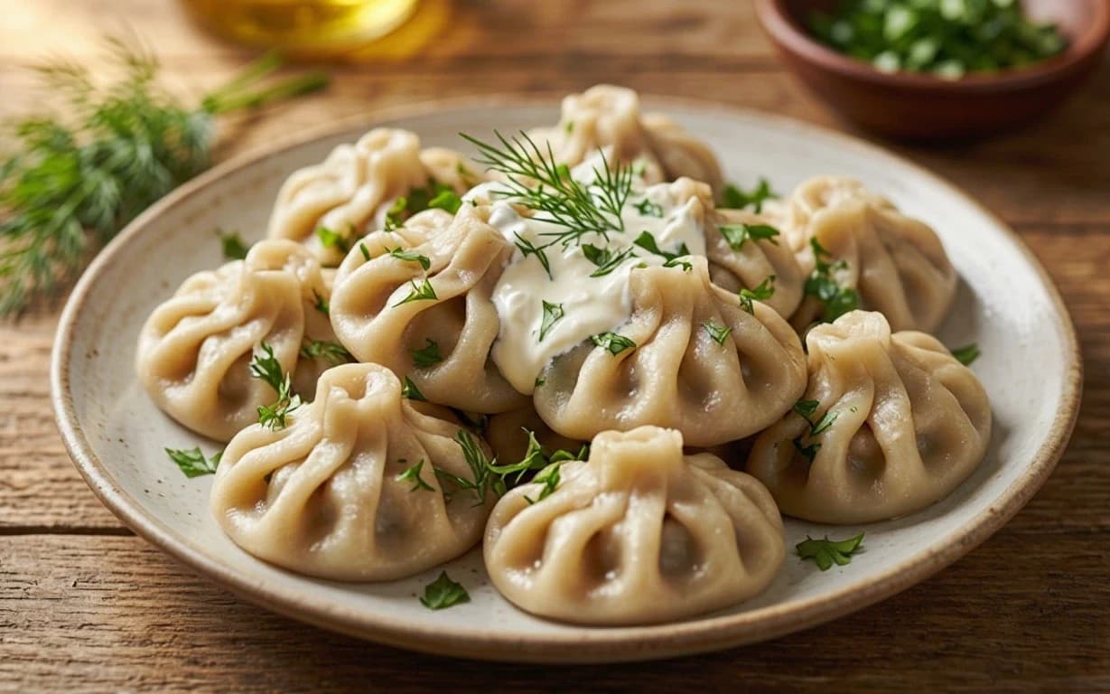 Хинкали с картофелем и сыром сулугуни