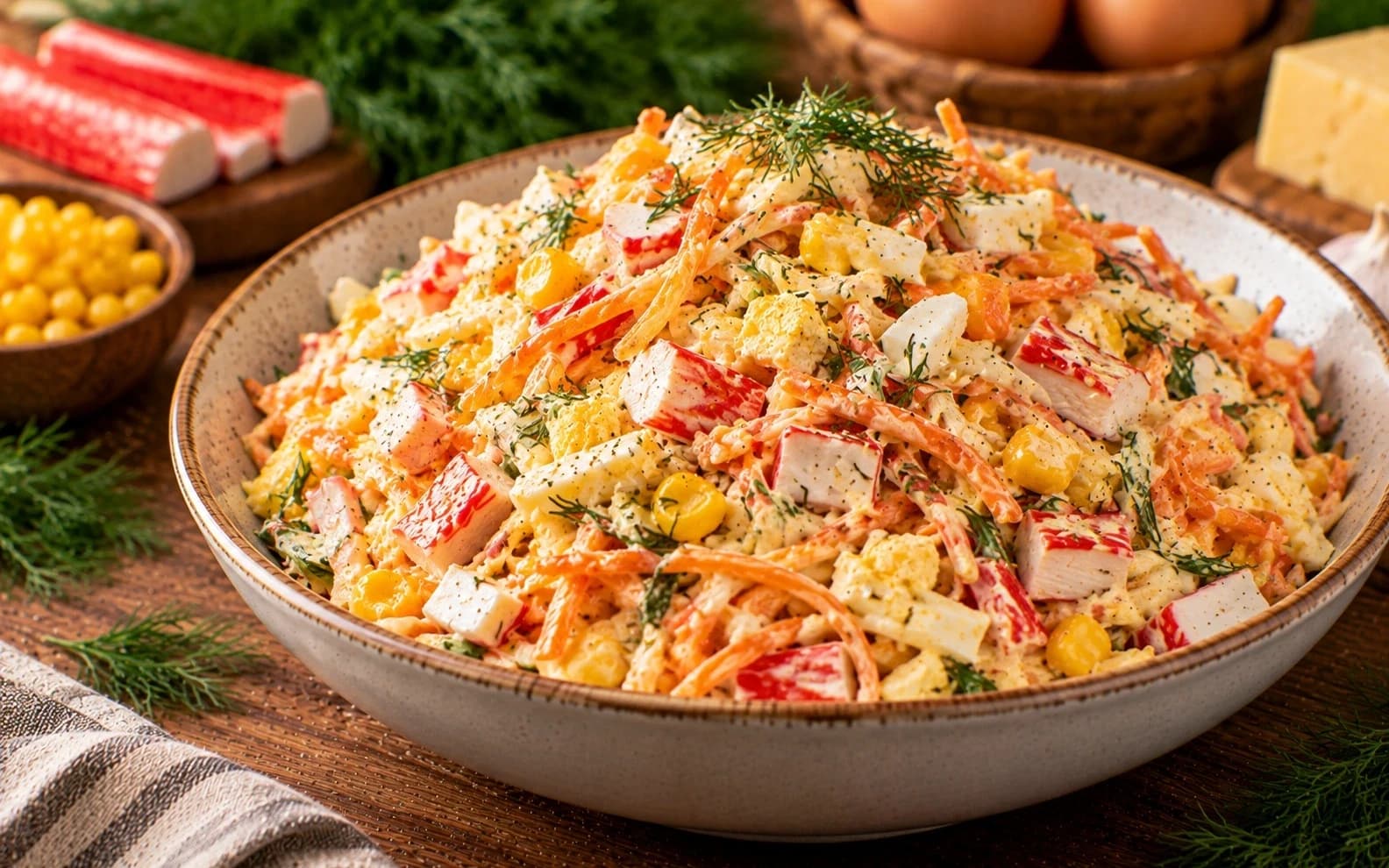 Крабовый салат с морковью по-корейски