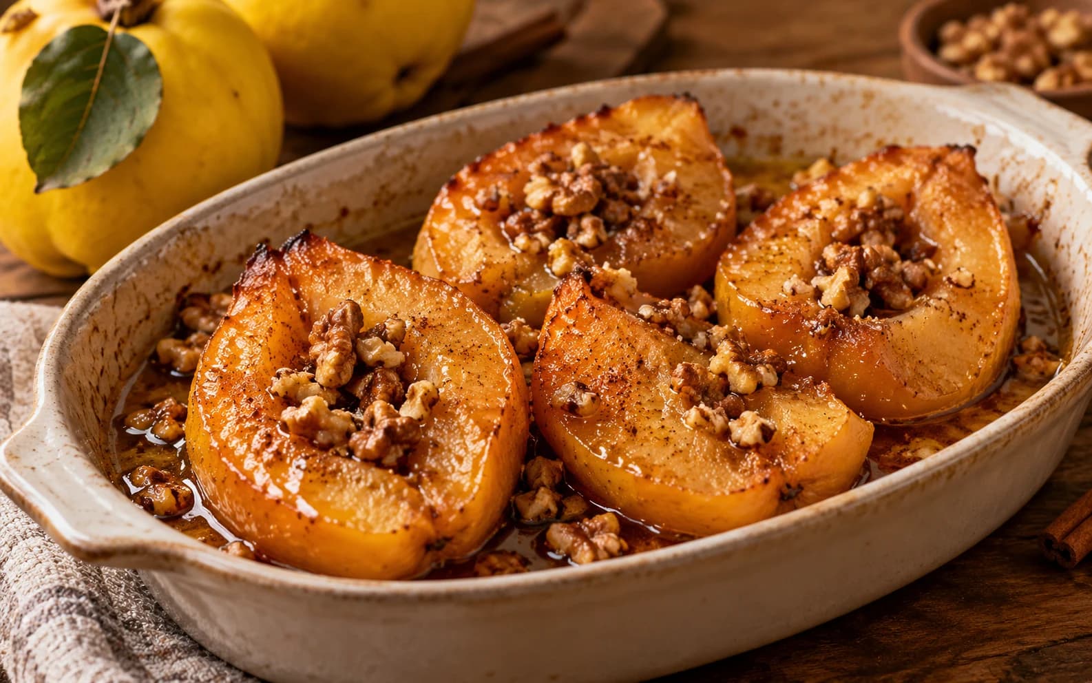 Айва, запечённая с мёдом и грецкими орехами