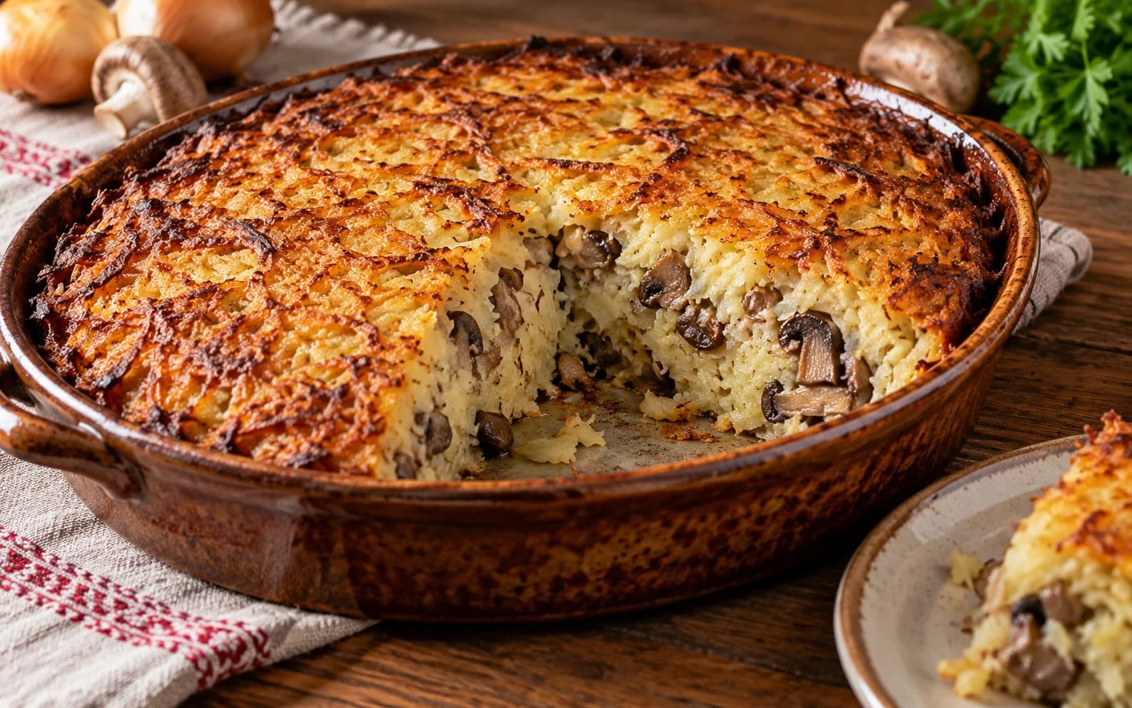 Белорусская картофельная бабка с грибами