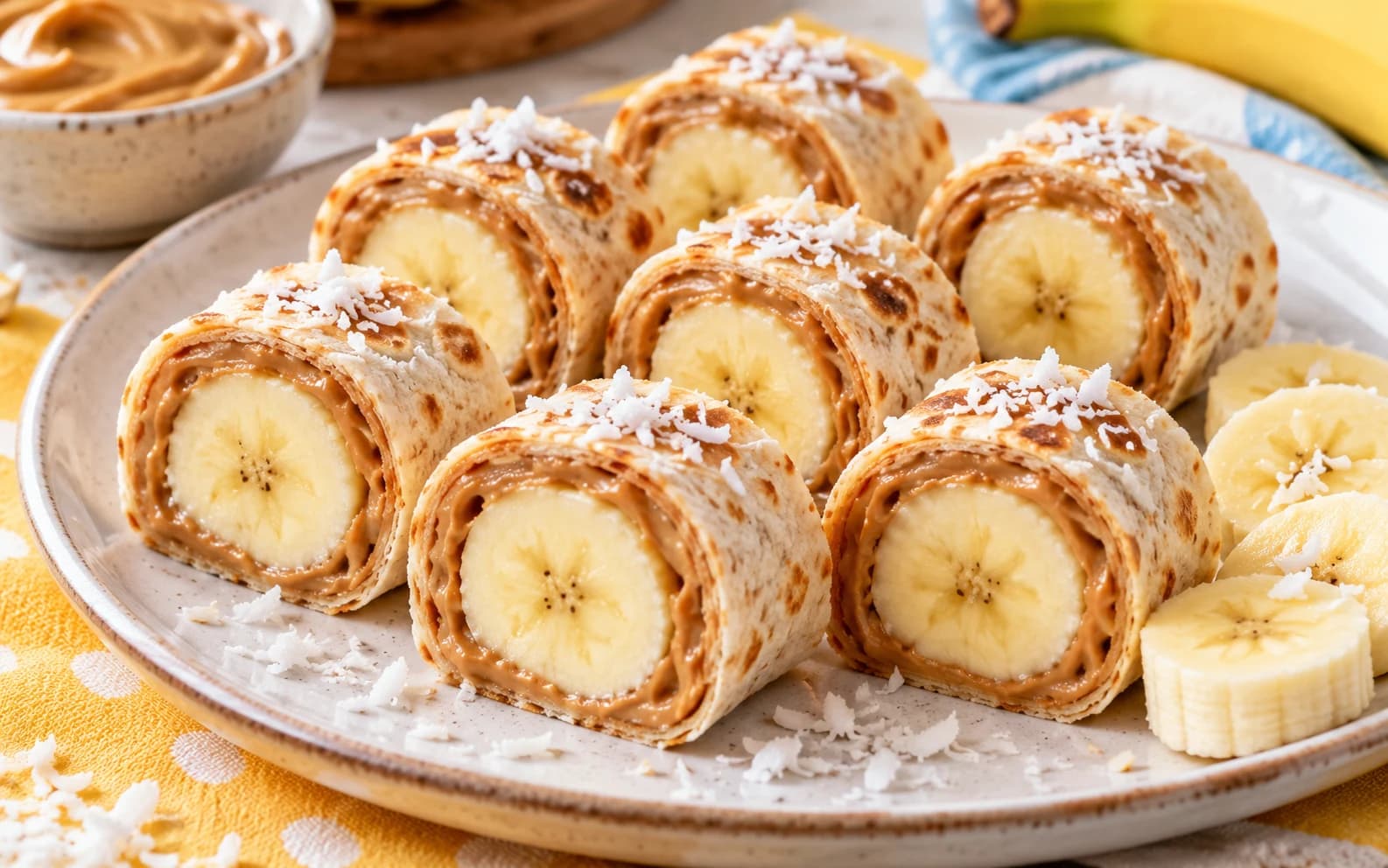 Банановые суши-роллы с арахисовой пастой
