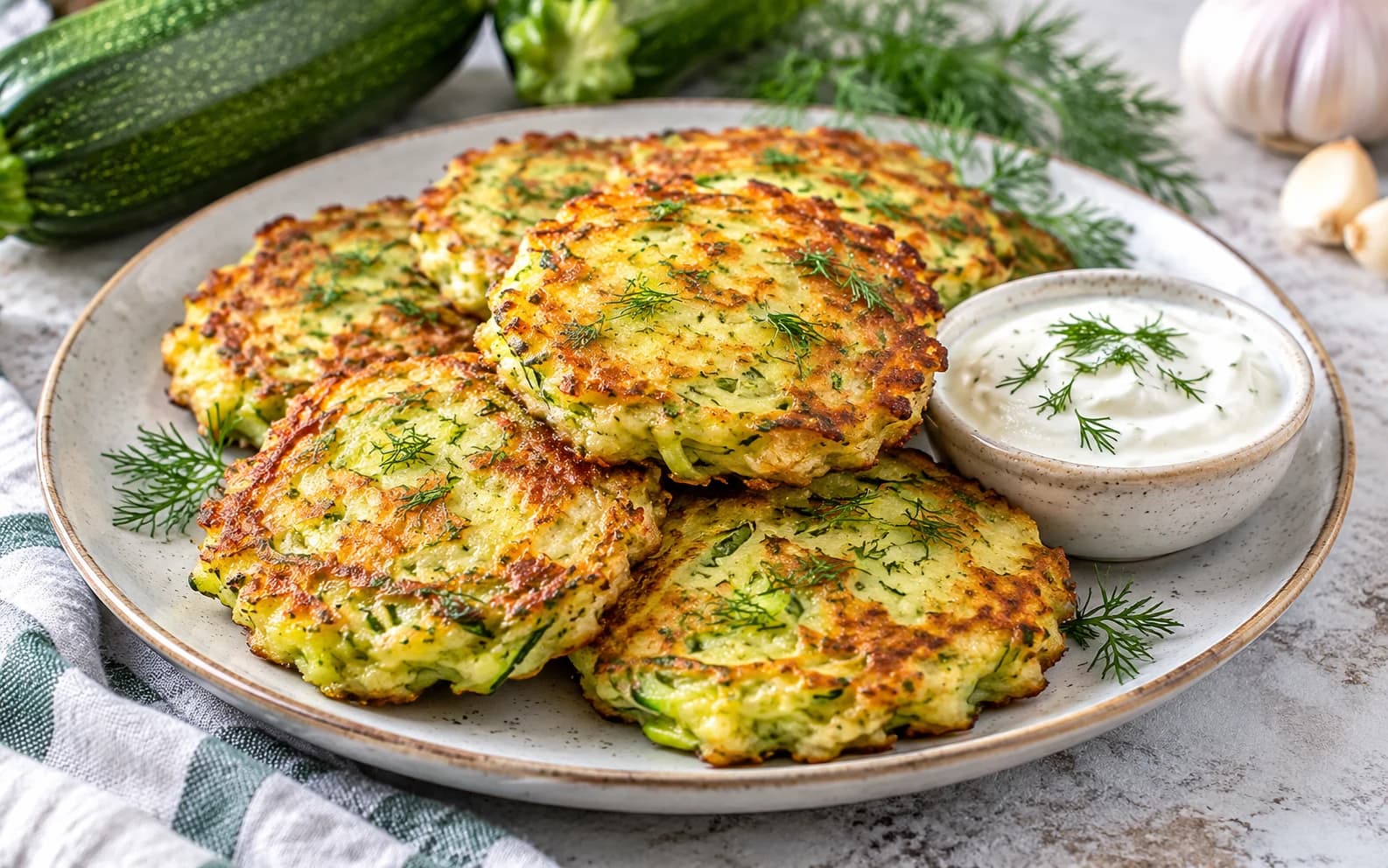 Оладьи из кабачков с чесноком и укропом
