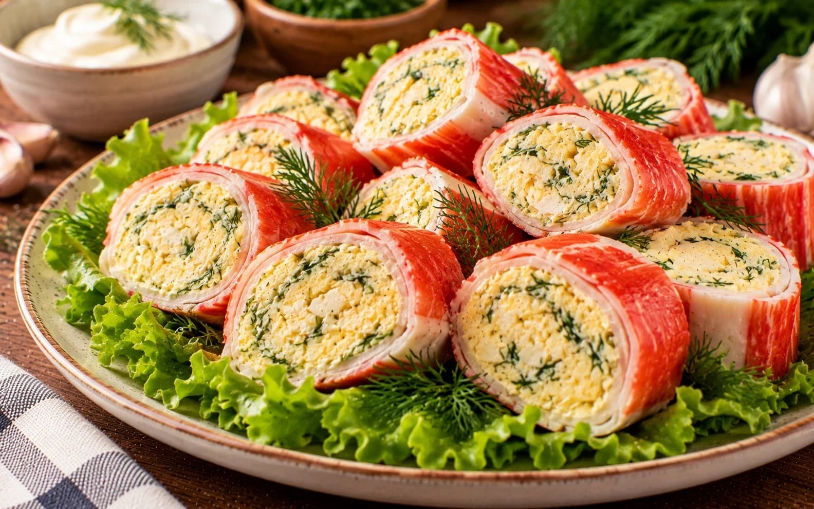 Рулеты из крабовых палочек с сыром