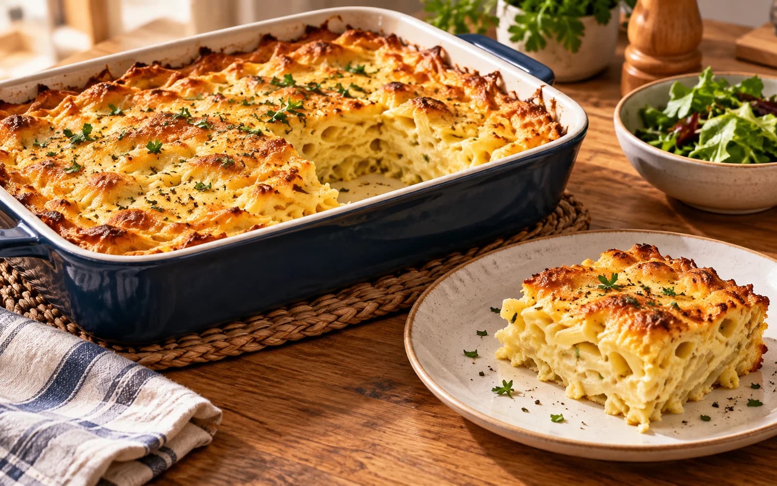 Нежная запеканка из макарон и яиц