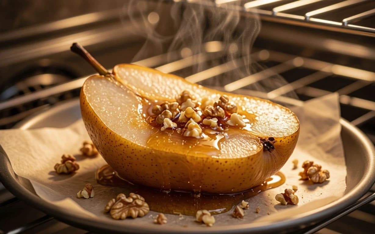 Запечённая груша с медом и орехами