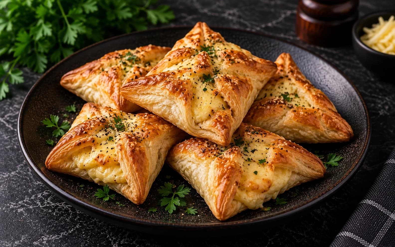 Конвертики из слоёного теста с сыром