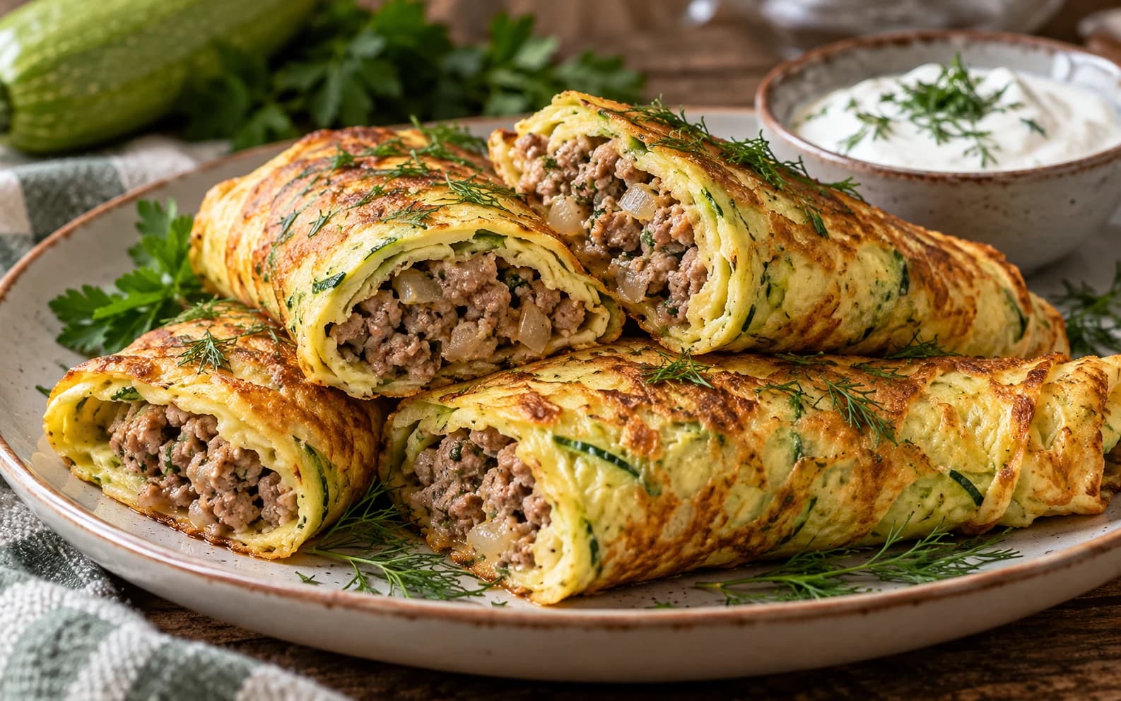 Кабачковые бризоли с мясной начинкой