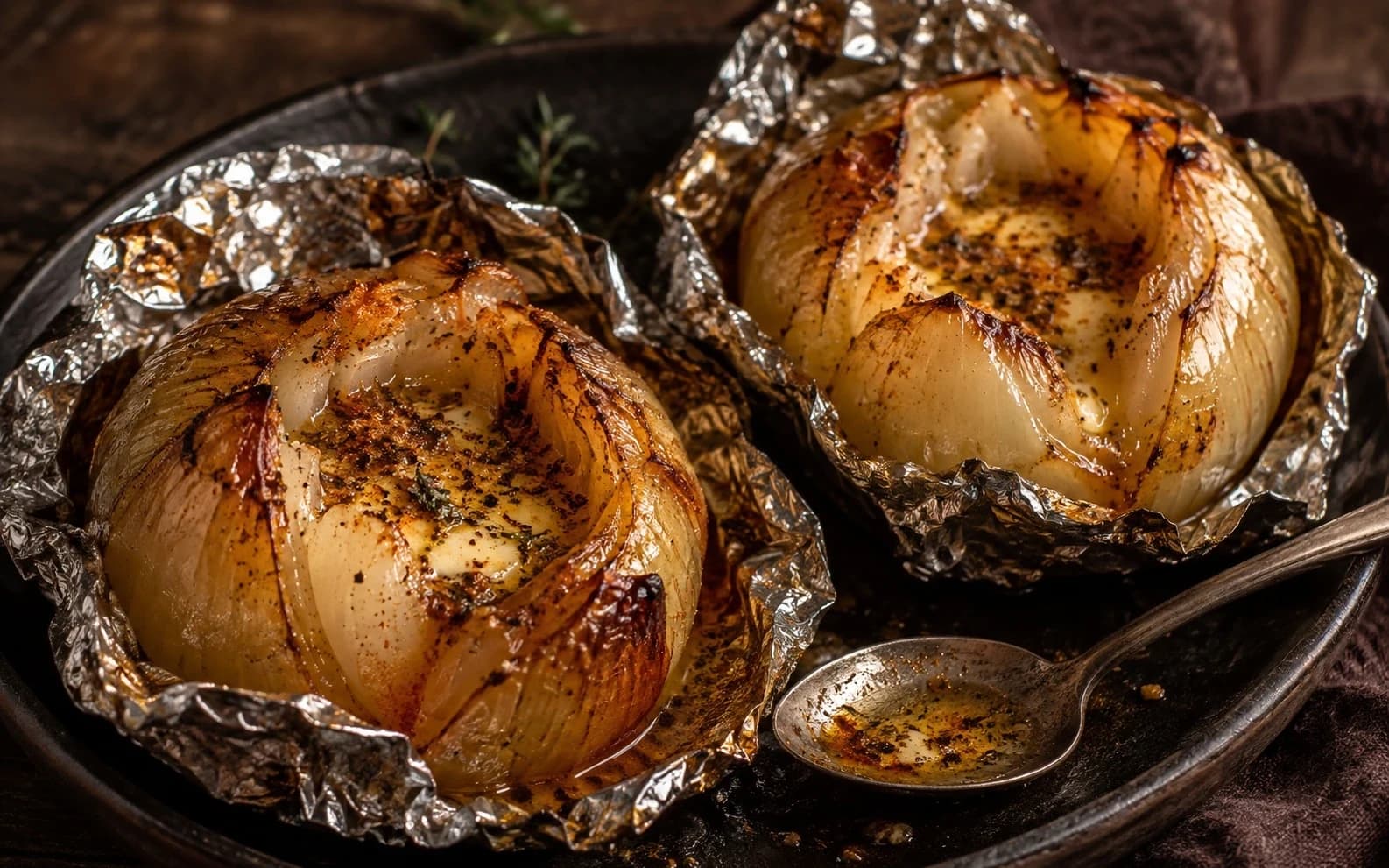 Запечённая луковица с маслом и специями