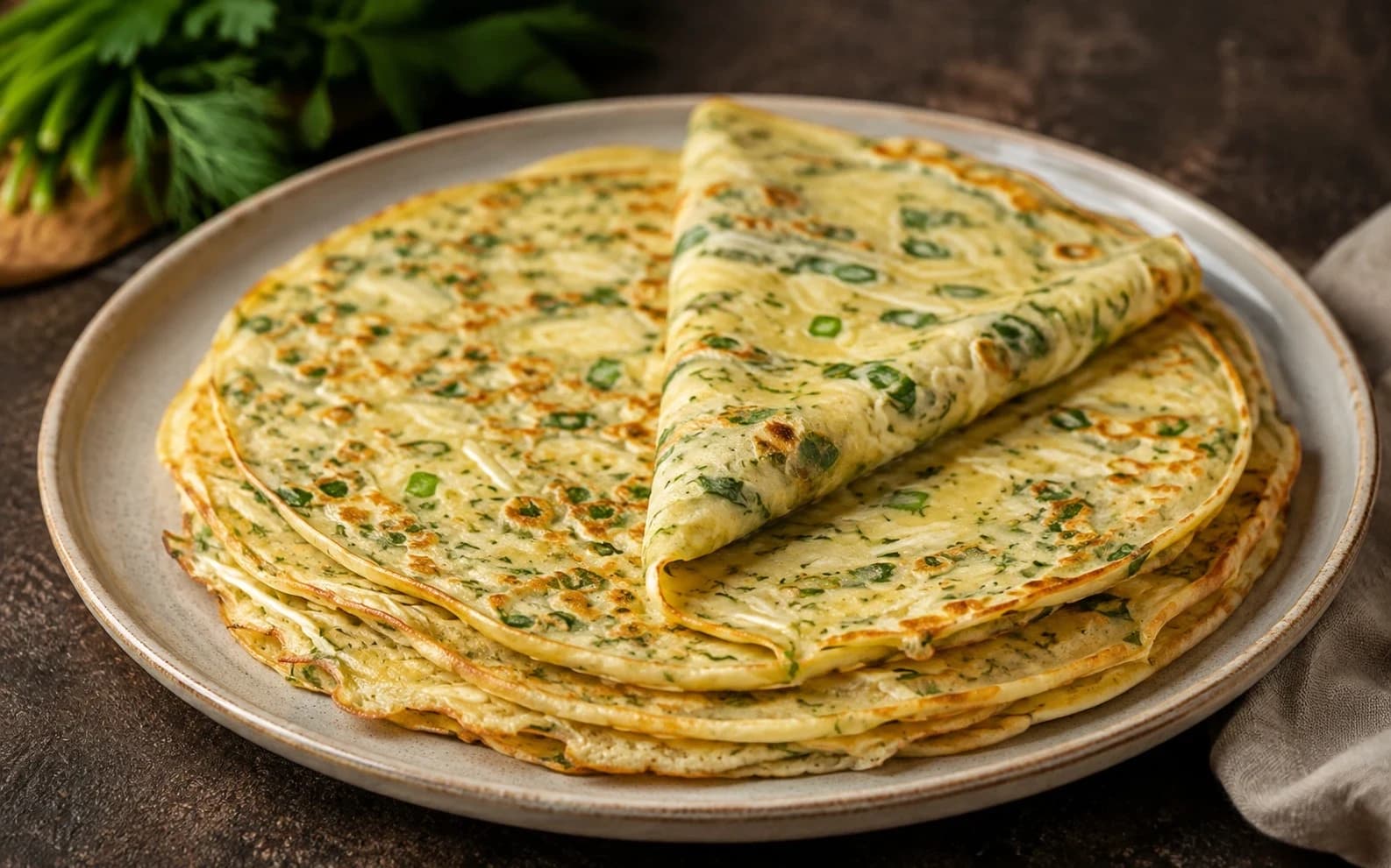 Сырные блины с зеленью