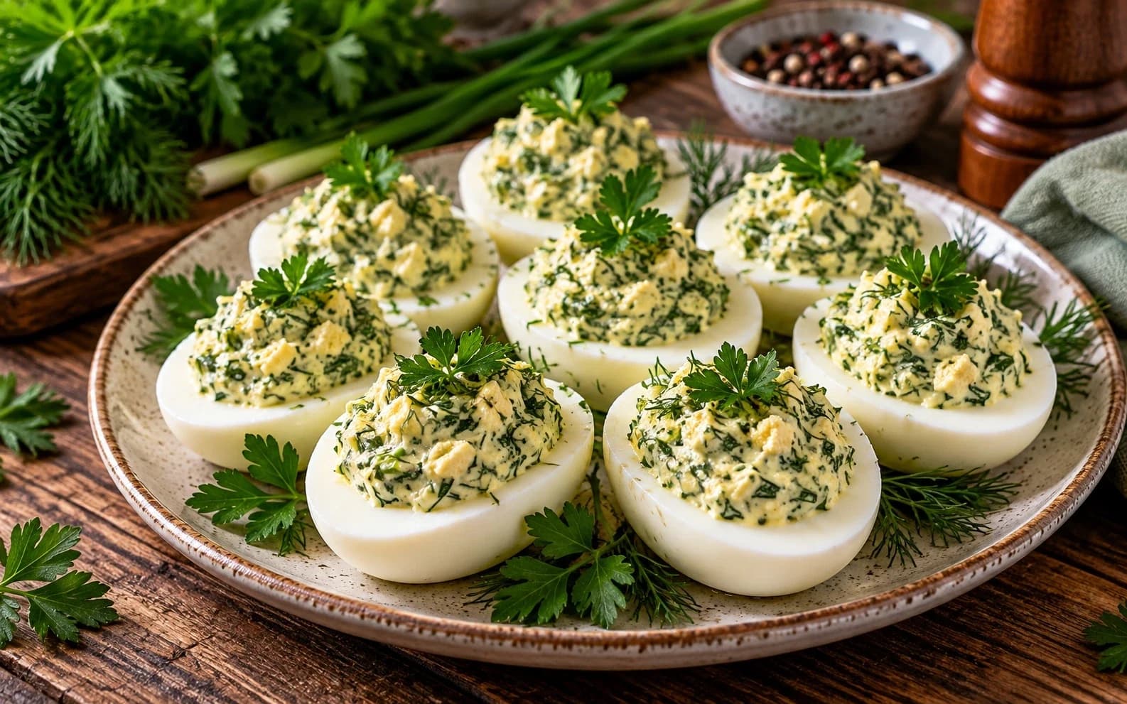 Яйца, фаршированные зеленью